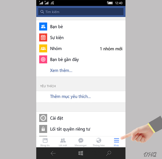 Tính năng mục Khác